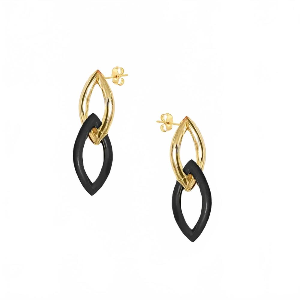 NEW ADRIANA PAPPAS women's enamel link earrings in black